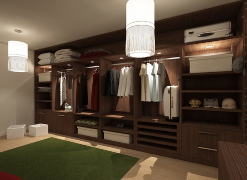 Классическая гардеробная комната из массива с подсветкой Анапа