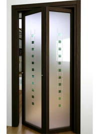 Складные двери гармошка с матовым стеклом Анапа